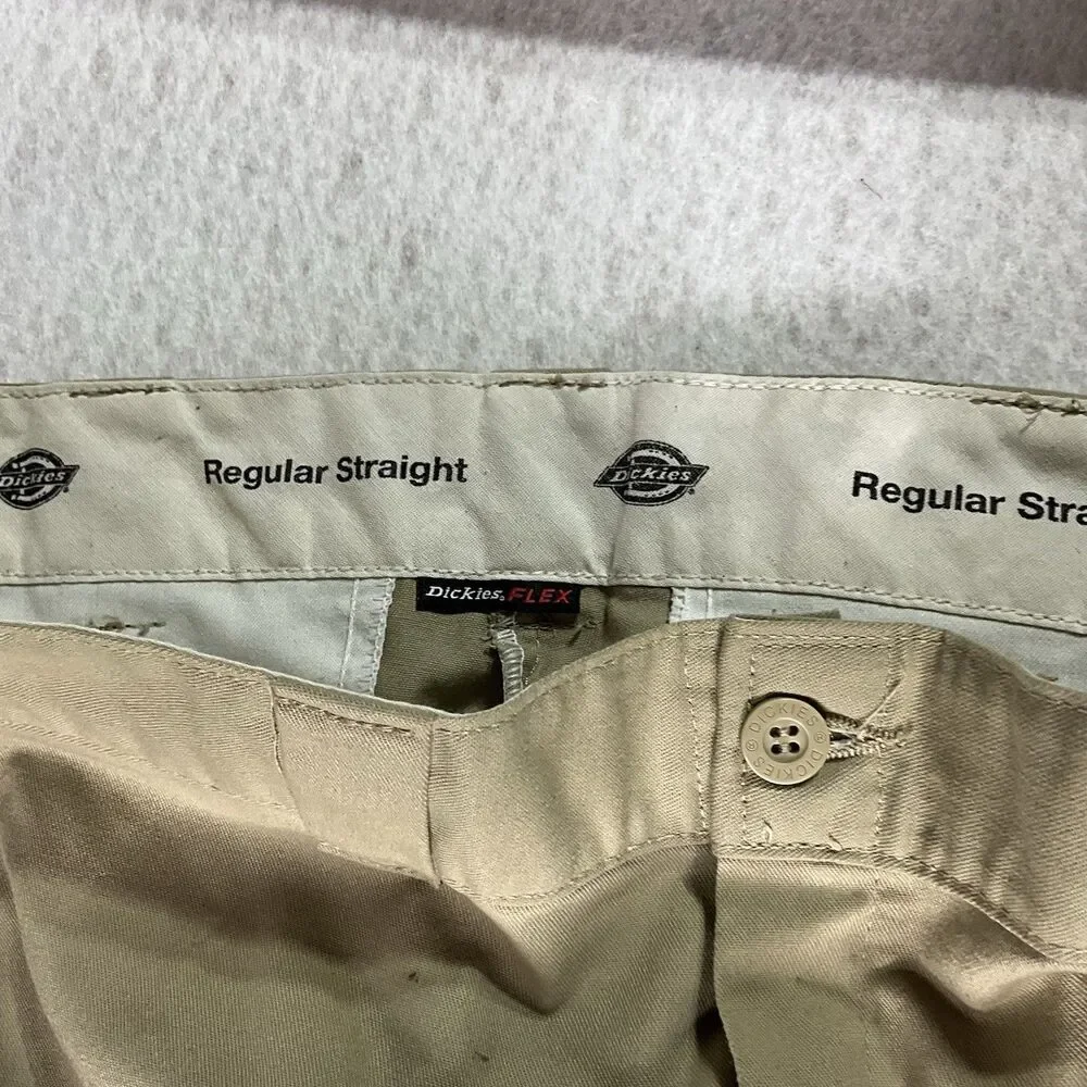 Dickies Mens Pants 32x32 Beige Khaki Twill Flex Cargo Pocket Workwear Cargo